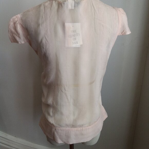 VICTORIA'S SECRET MODA INTERNATIONAL PINK CHIFFON SILK FAIRY BLOUSE NWT S - Picture 3 of 5